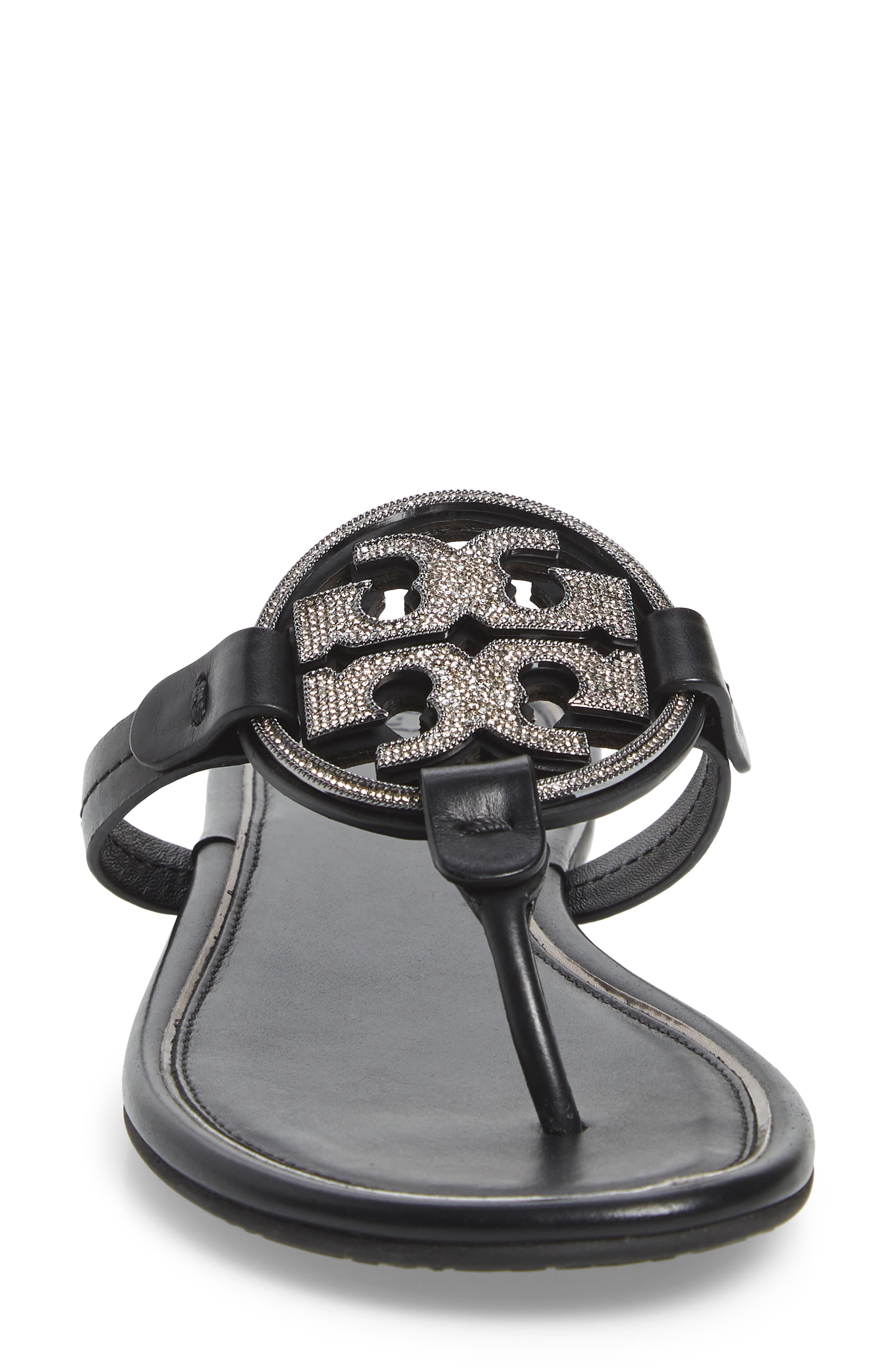 Tory Burch Miller Crystal Logo Flip Flop, Alternate, color, 