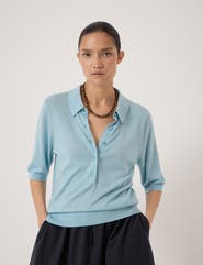 Hush Fine Knit Short Sleeve Polo Top