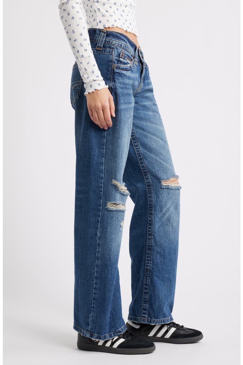 Kayla Ripped Low Rise Wide Leg Jeans, Alternate, color, BLUE