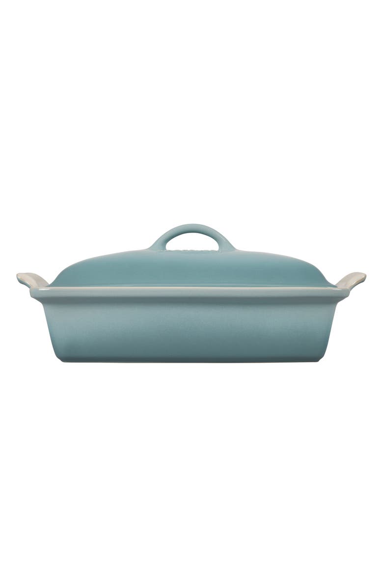 Le Creuset 4-Quart Rectangular Stoneware Casserole with Lid, Alternate, color, Sea Salt