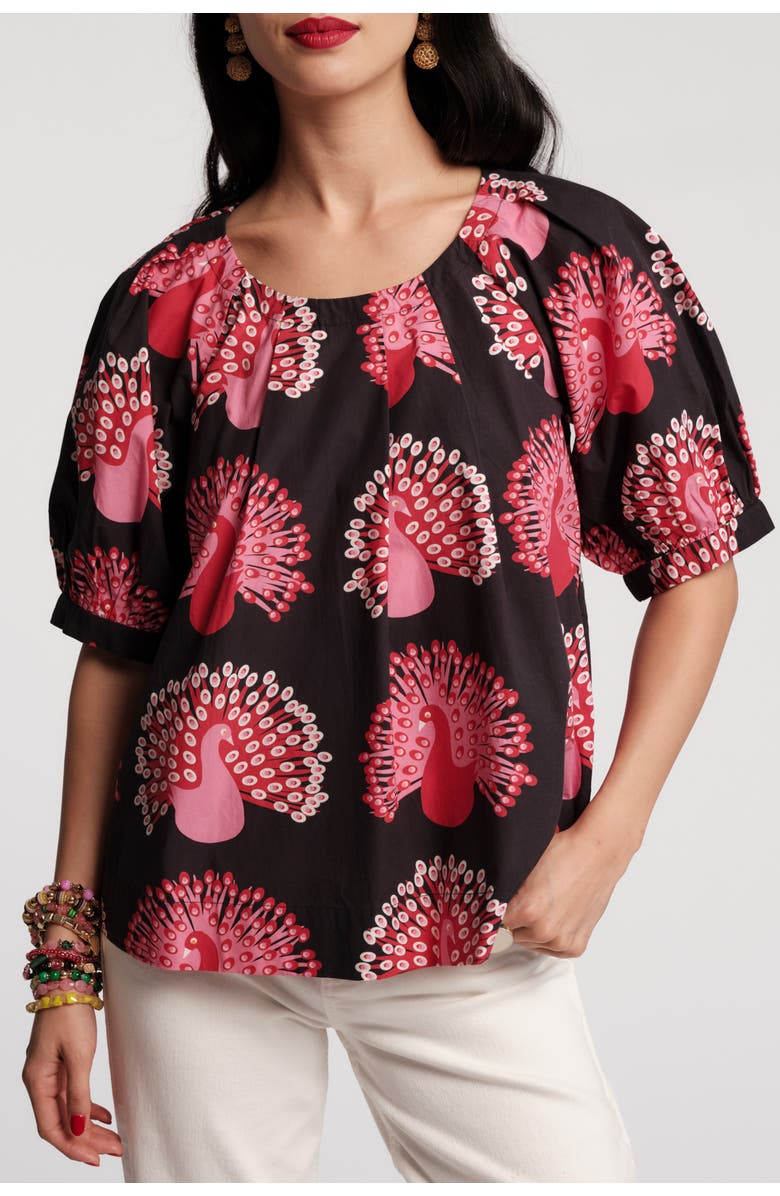 Frances Valentine Zonda Peacock Top, Main, color, Black/Multi