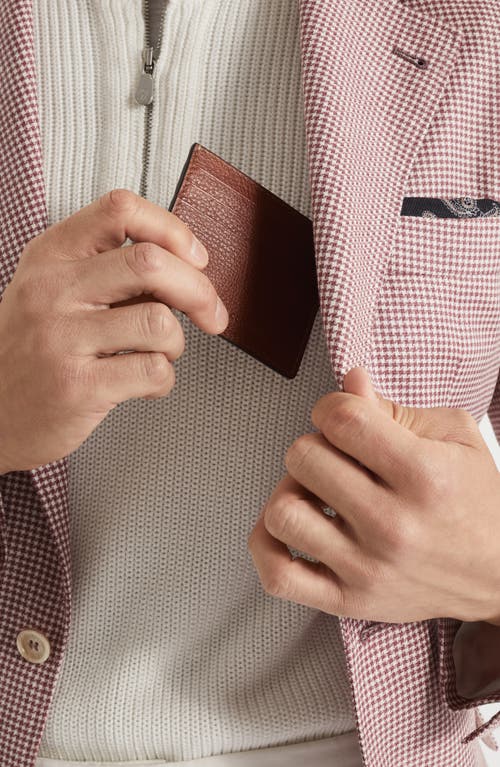 Brunello Cucinelli Calfskin Card Case In Copper
