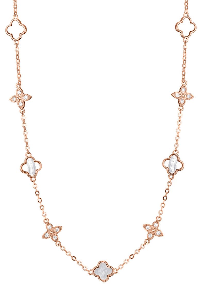 Mother of Pearl Station Necklace, Main, color, WHITE