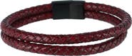 Trafalgar Loose Fit Caleb's Crimson Braided Leather Secure Clasp Bracelet