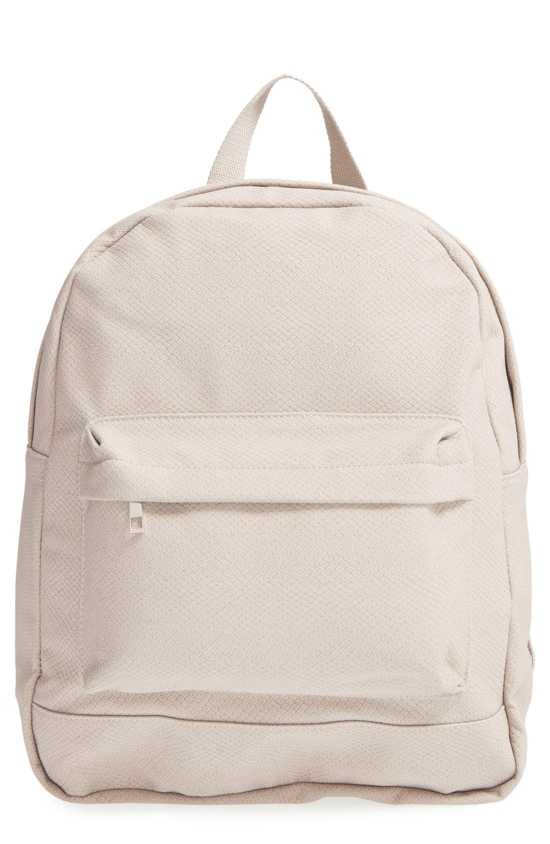 Faux Leather Backpack, Main, color, GREY