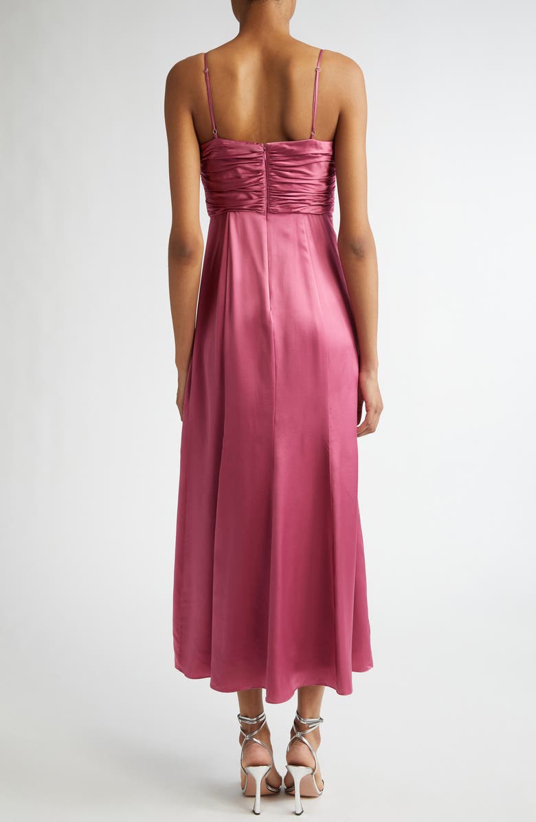 Cinq à Sept Kasia Ruched High-Low Silk Maxi Dress, Alternate, color, Shallot
