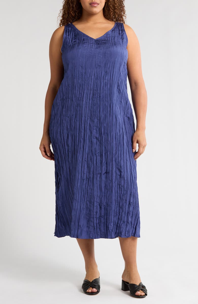Eileen Fisher Crinkled Silk Dress, Main, color, Bluette