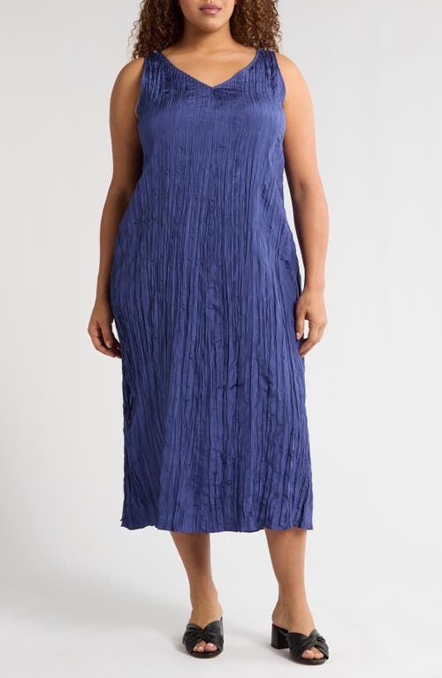 Eileen Fisher Pleated Silk Midi Dress In Bluette
