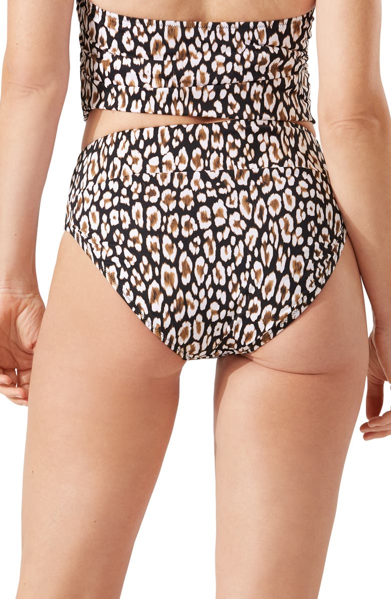 Tommy Bahama Safari Cat High Waist Bikini Bottoms, Alternate, color, Black