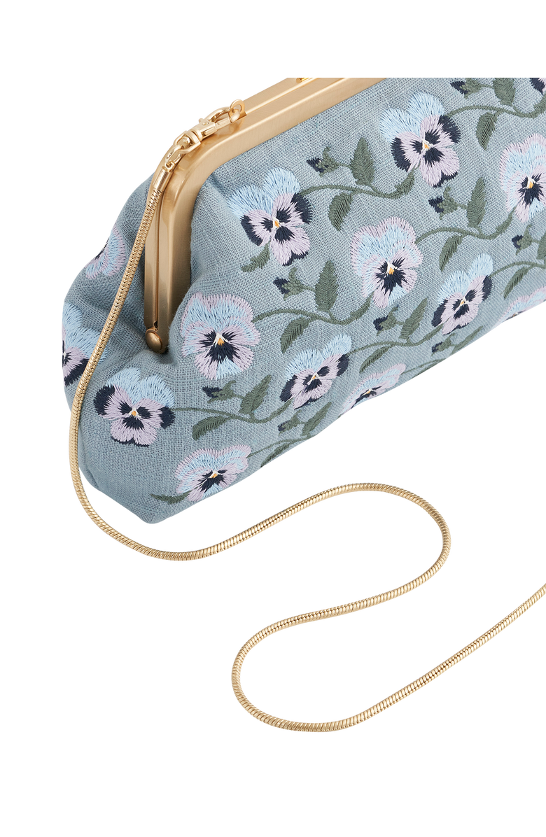 Fable England Pansy Victoriana Clutch Blue, Alternate, color, Blue & Gold