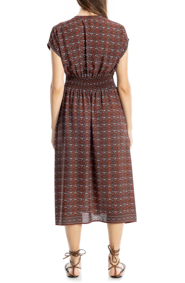 MAX STUDIO Front Pleat Midi Dress, Alternate, color, Brown Multi