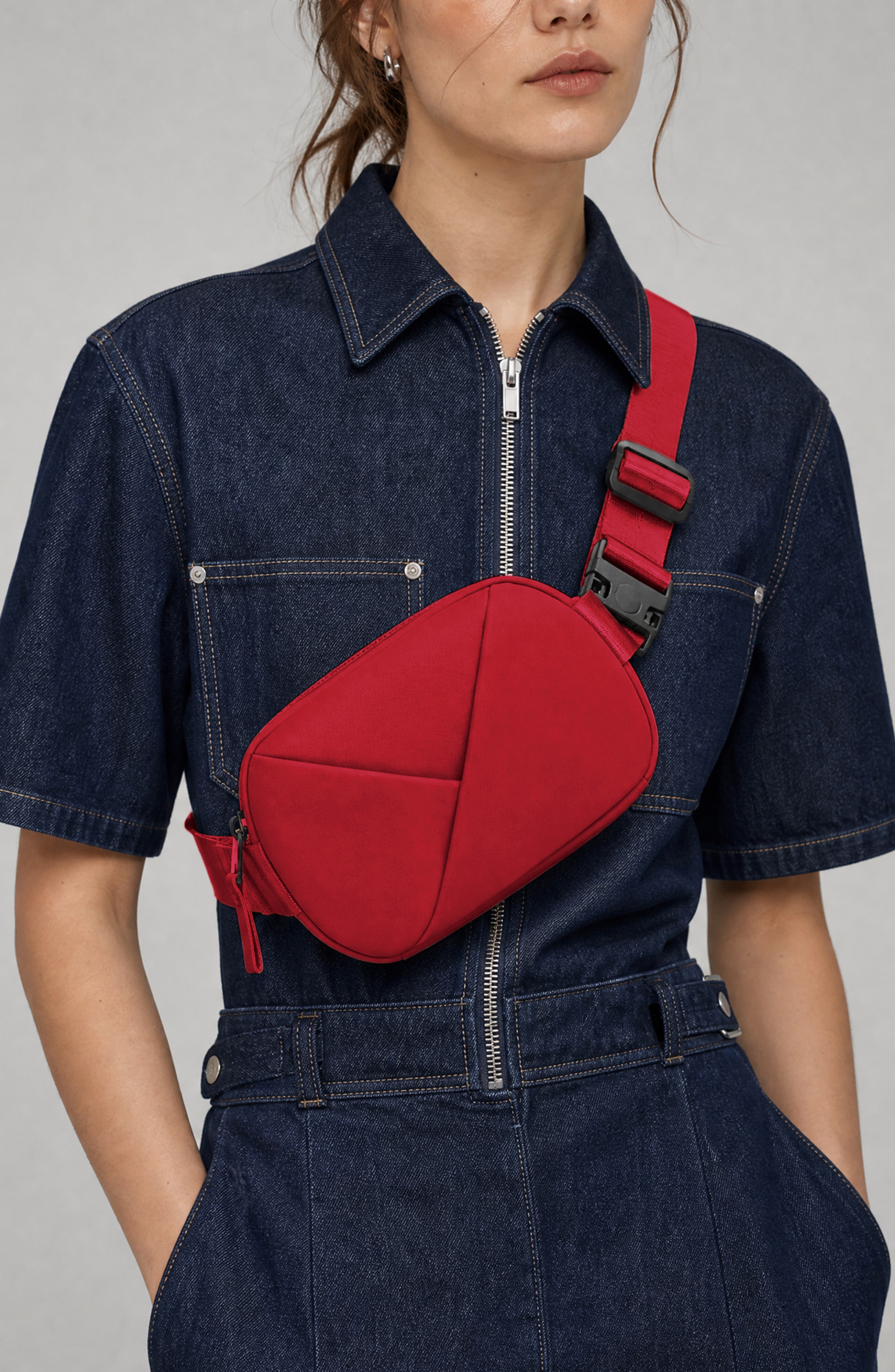 Origami Sling Bag and Belt Bag For Women, Alternate, color, Cardinal Red