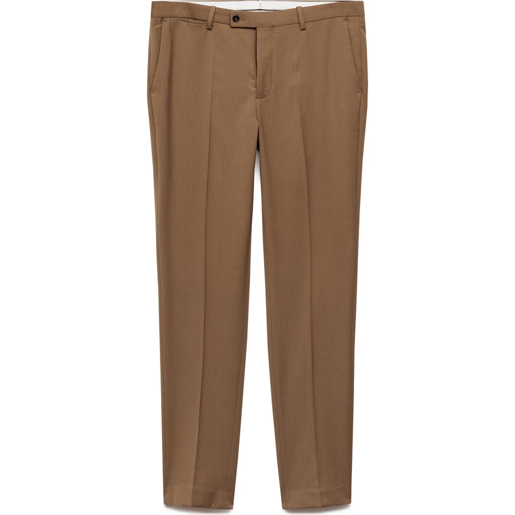Mango Slim Fit Virgin Wool Dress Pants In Brown