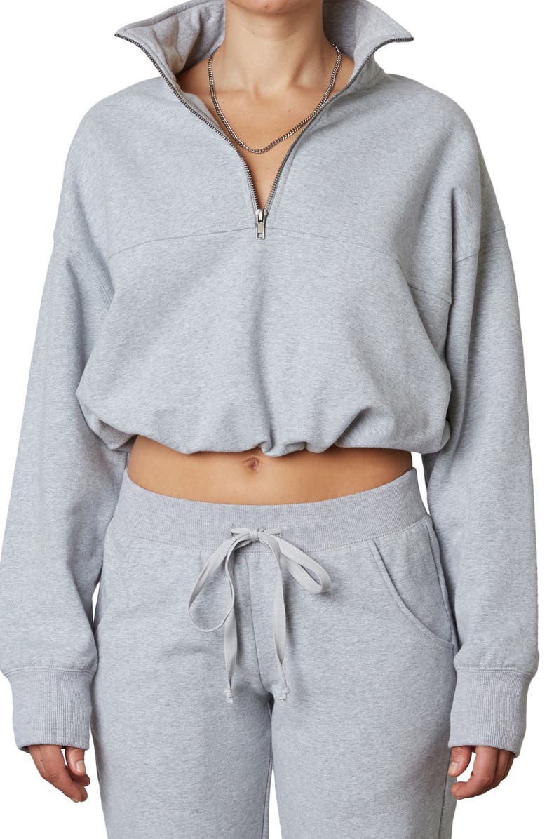 Nia Quarter Zip Stretch Waist Crop Pullover, Main, color, 