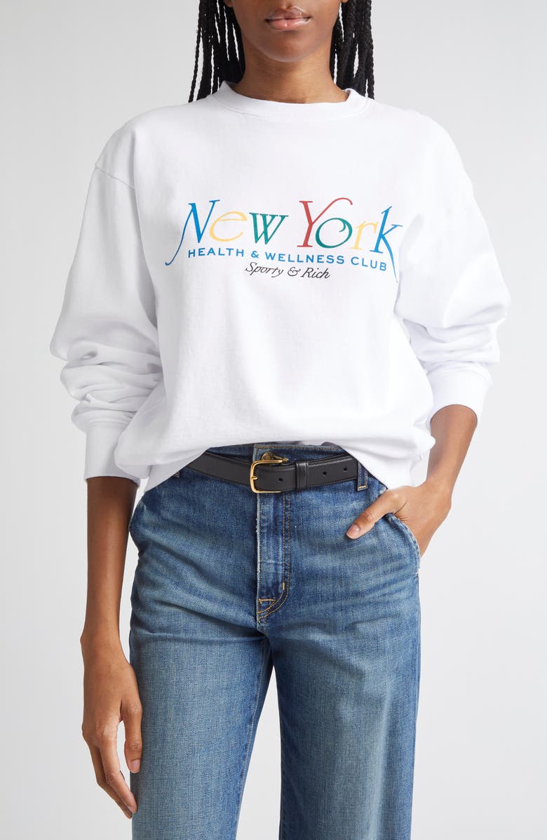 Sporty & Rich NY 94 Long Sleeve Cotton T-Shirt, Main, color, 