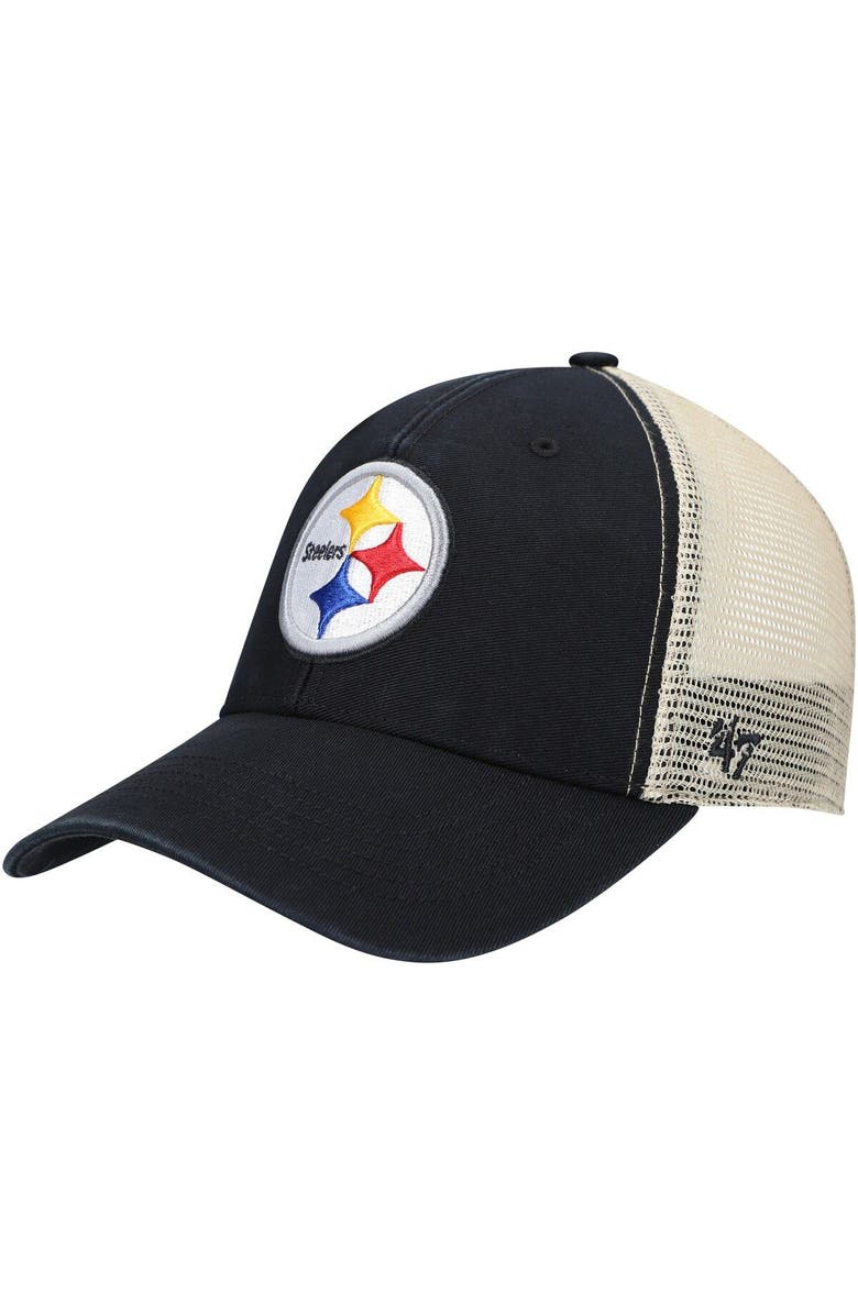 '47 Men's '47 Black Pittsburgh Steelers Flagship MVP Snapback Hat, Main, color, Black