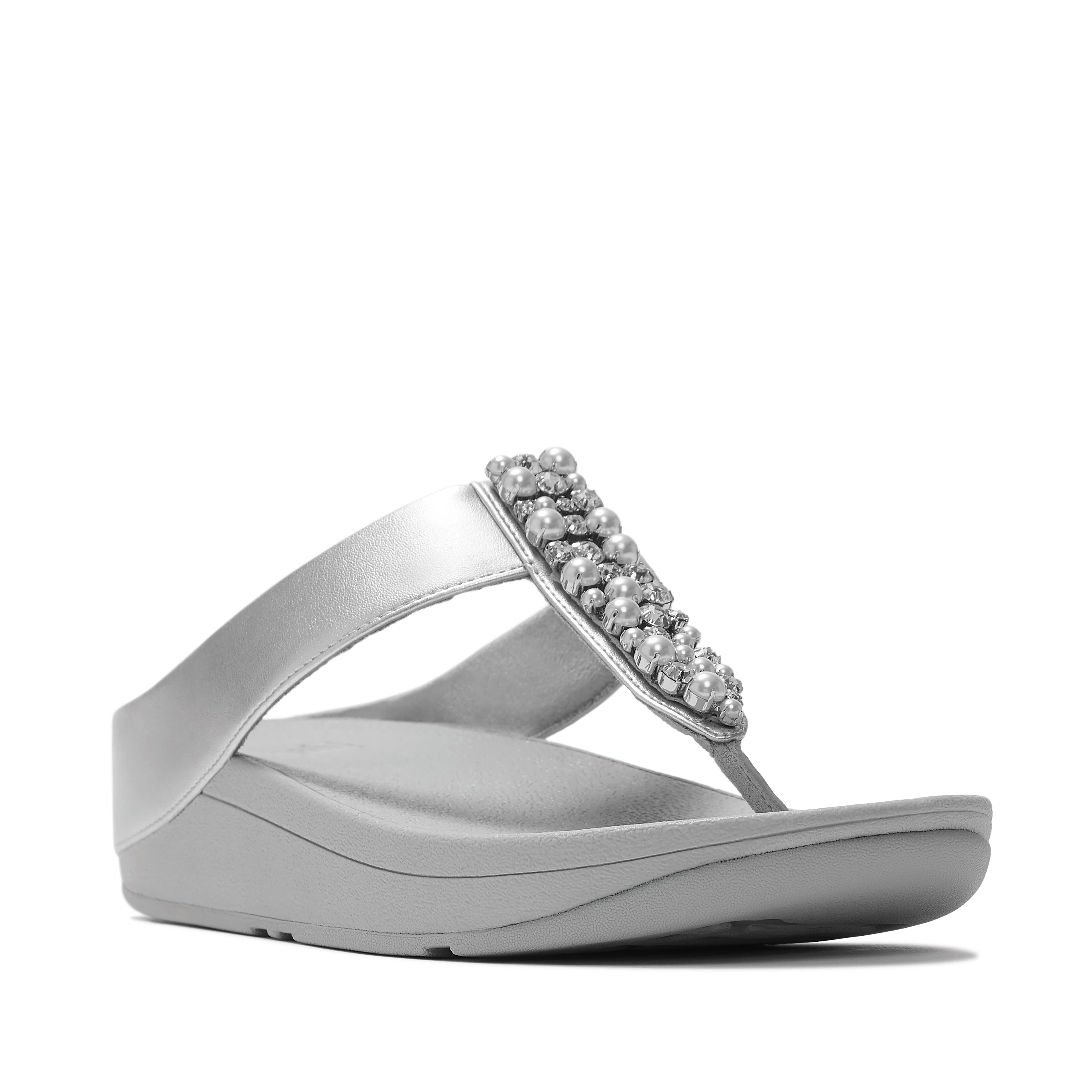 Fino Pearls and Crys Sandal, Main, color, Silver