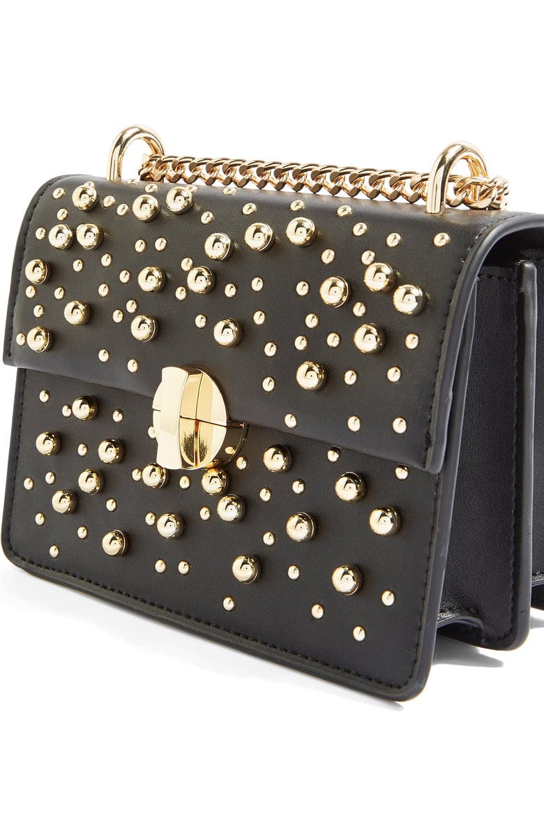 Topshop Betty Ball Stud Faux Leather Crossbody Bag, Alternate, color,