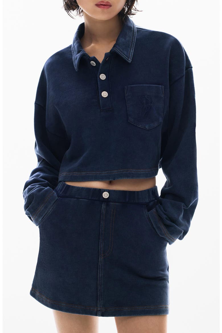 Cotton Crop Polo Sweatshirt, Main, color, NAVY