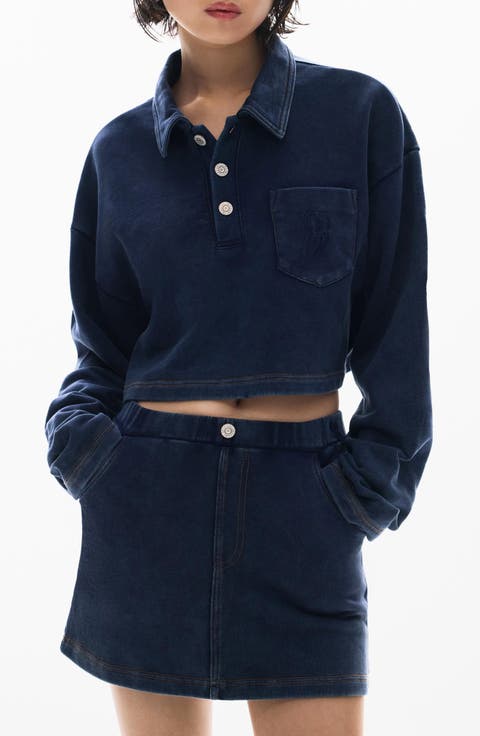 Cotton Crop Polo Sweatshirt