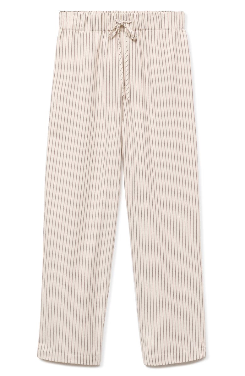 MANGO Stripe Flannel Pajama Pants, Alternate, color, Ivory White