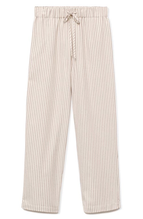 Mango Stripe Flannel Pajama Pants In White