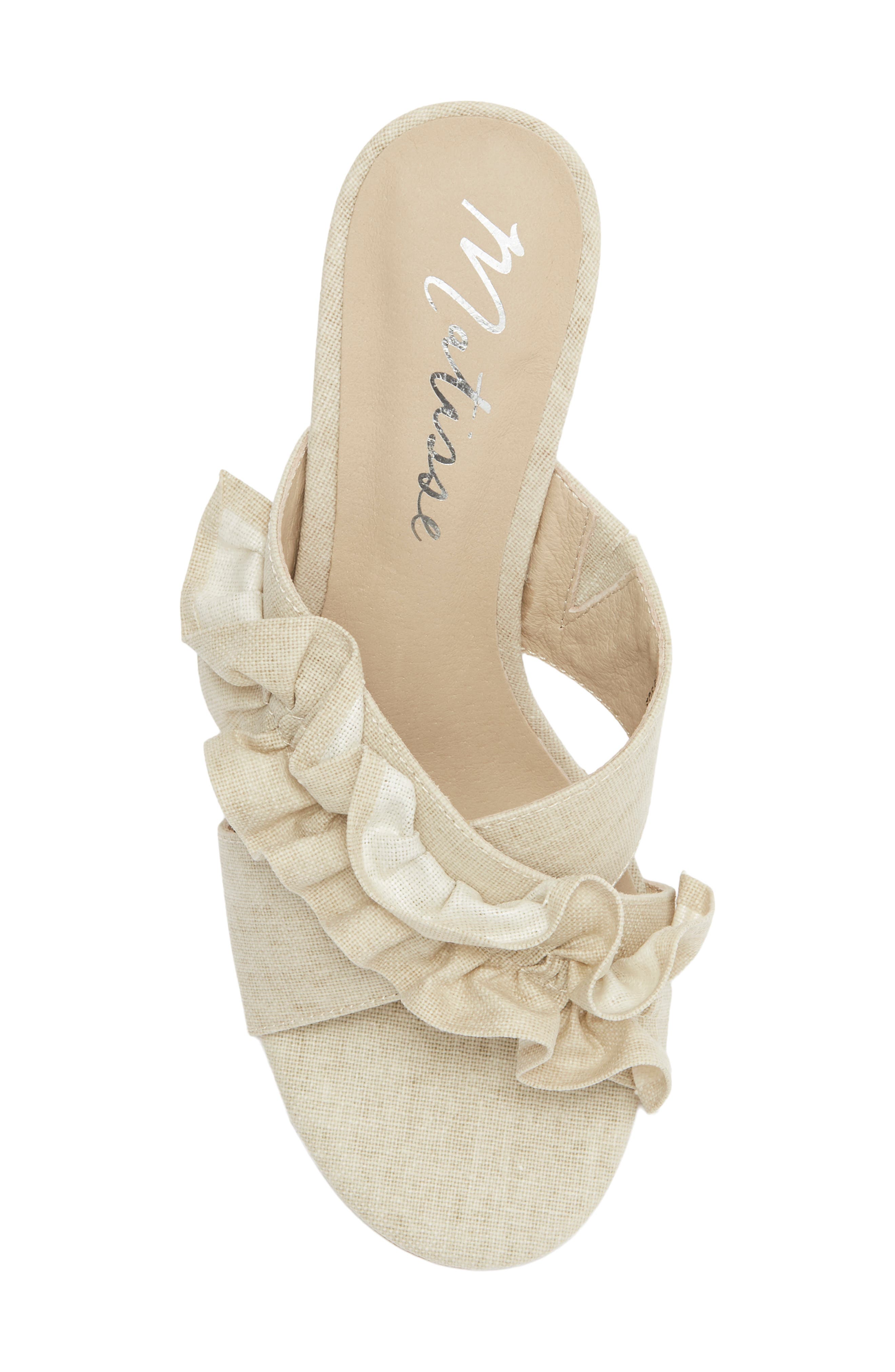 Ruffle Strap Block Heel Mule Sandal, Alternate, color, NATURAL