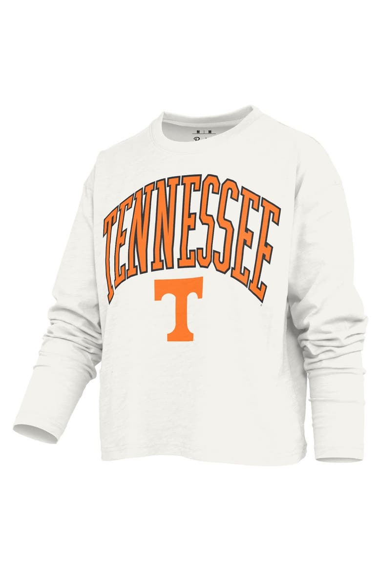 Women's Pressbox White Tennessee Volunteers Motley Boxy Waist-Length Long Sleeve T-Shirt, Alternate, color, White