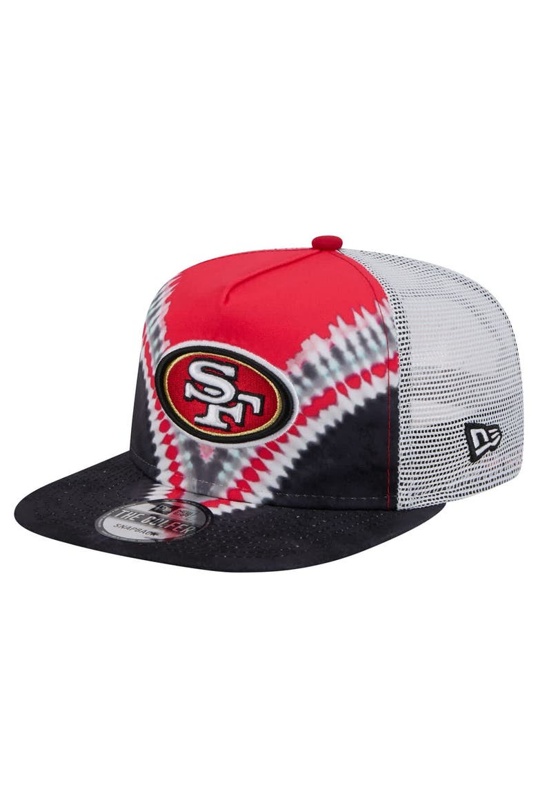 Men's New Era Scarlet/Black San Francisco 49ers Throwback Dye Golfer Snapback Hat, Main, color, Scarlet