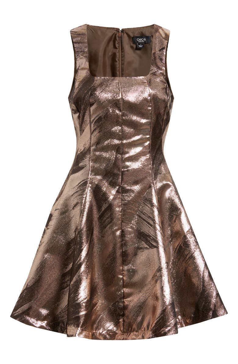 CeCe Metallic Fit & Flare Minidress, Alternate, color, Coffee Bean