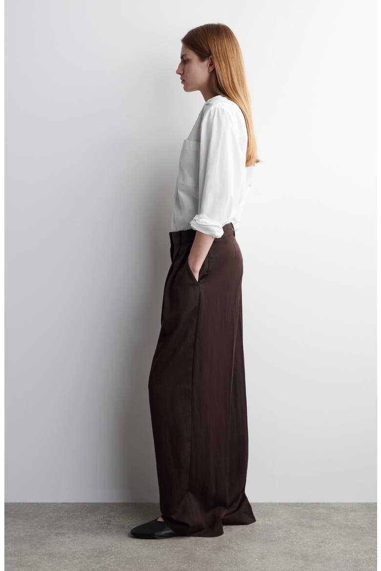 Pleated Wide Leg Pants, Alternate, color, RED DARK