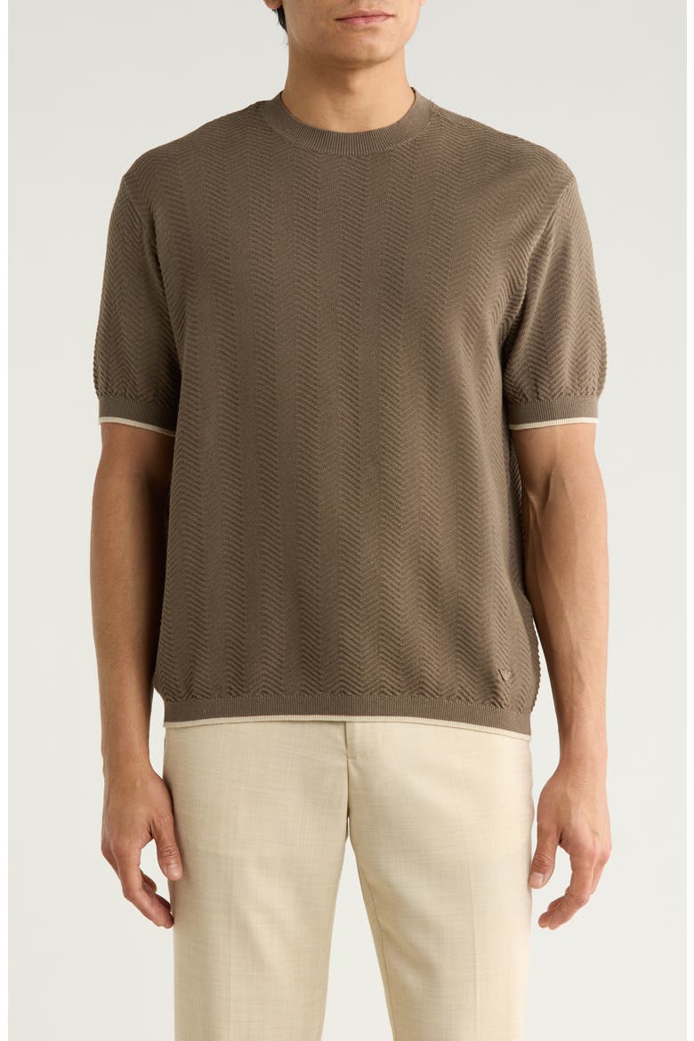 Tipped Chevron Knit T-Shirt, Main, color, SOLID DARK BROWN