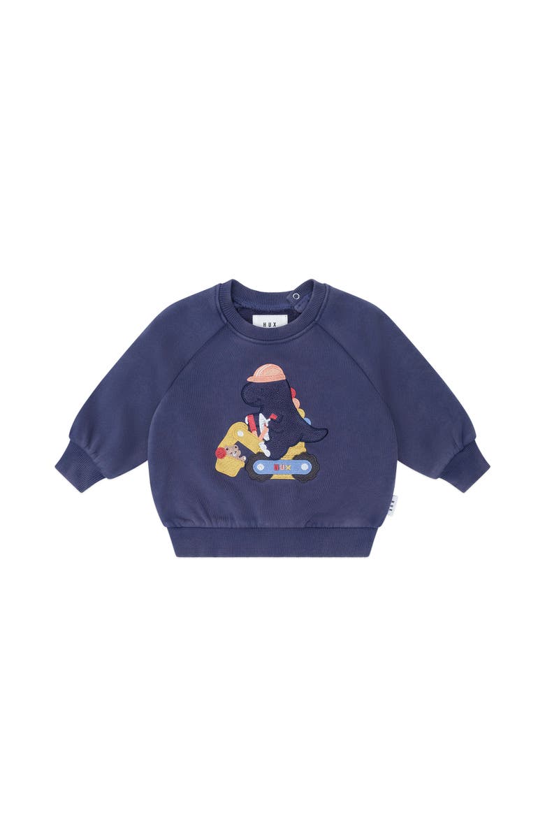 Huxbaby Tradie Dino Sweatshirt, Main, color, Washed Navy