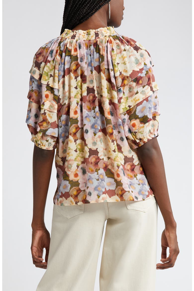 Paris Floral Split Neck Top, Alternate, color, PAINTED FLORAL