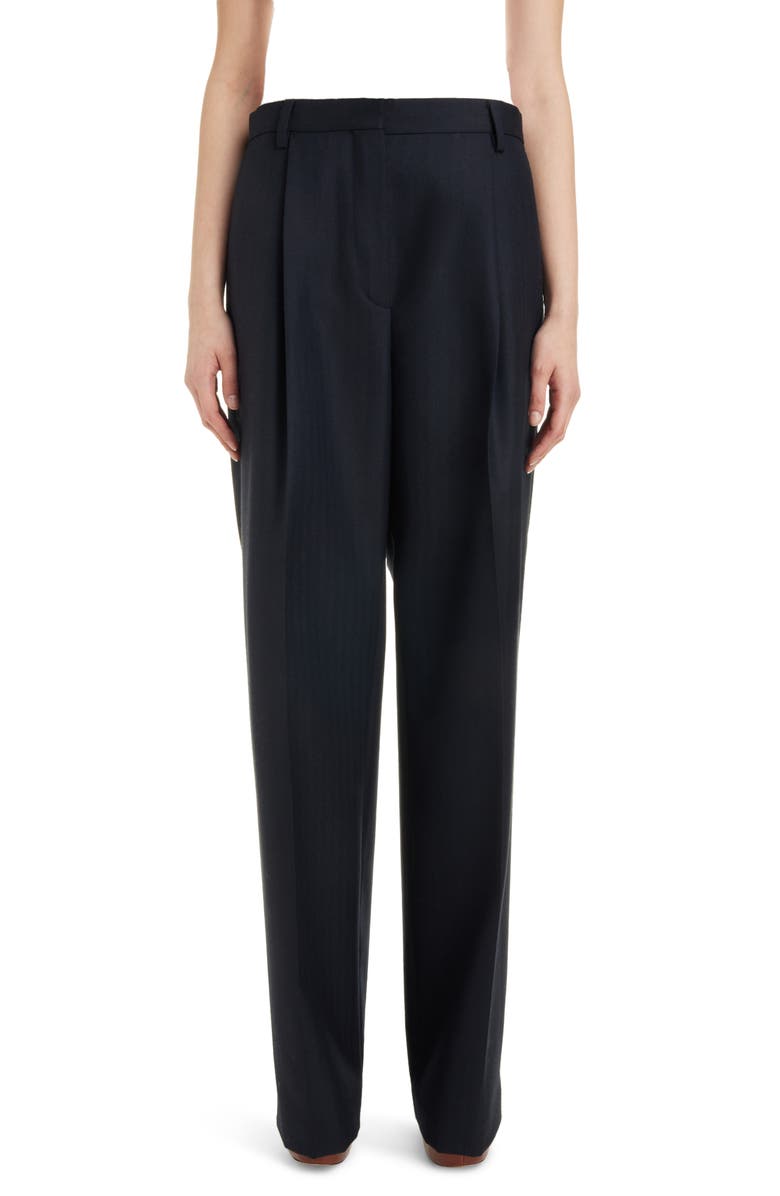 Dries Van Noten Porter Herringbone Wool Wide Leg Pants, Main, color, 