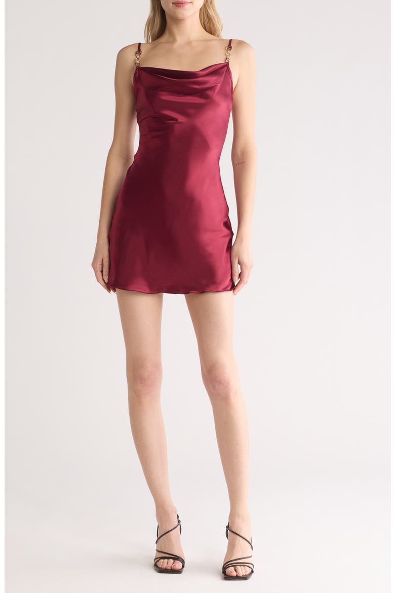 Satin Cowl Neck Slip Dress, Main, color, WINE