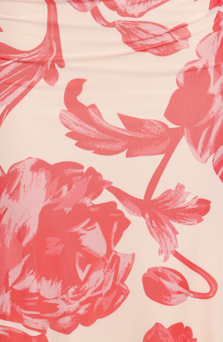 Petal & Pup Jasmine Floral Asymmetric Neck Dress, Alternate, color, Red Floral