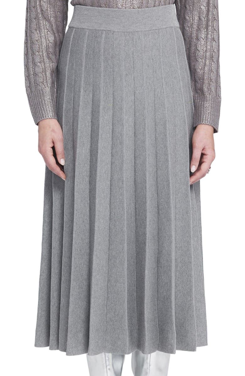 ELLE Collection Pleated Sweater Skirt, Alternate, color, Grey