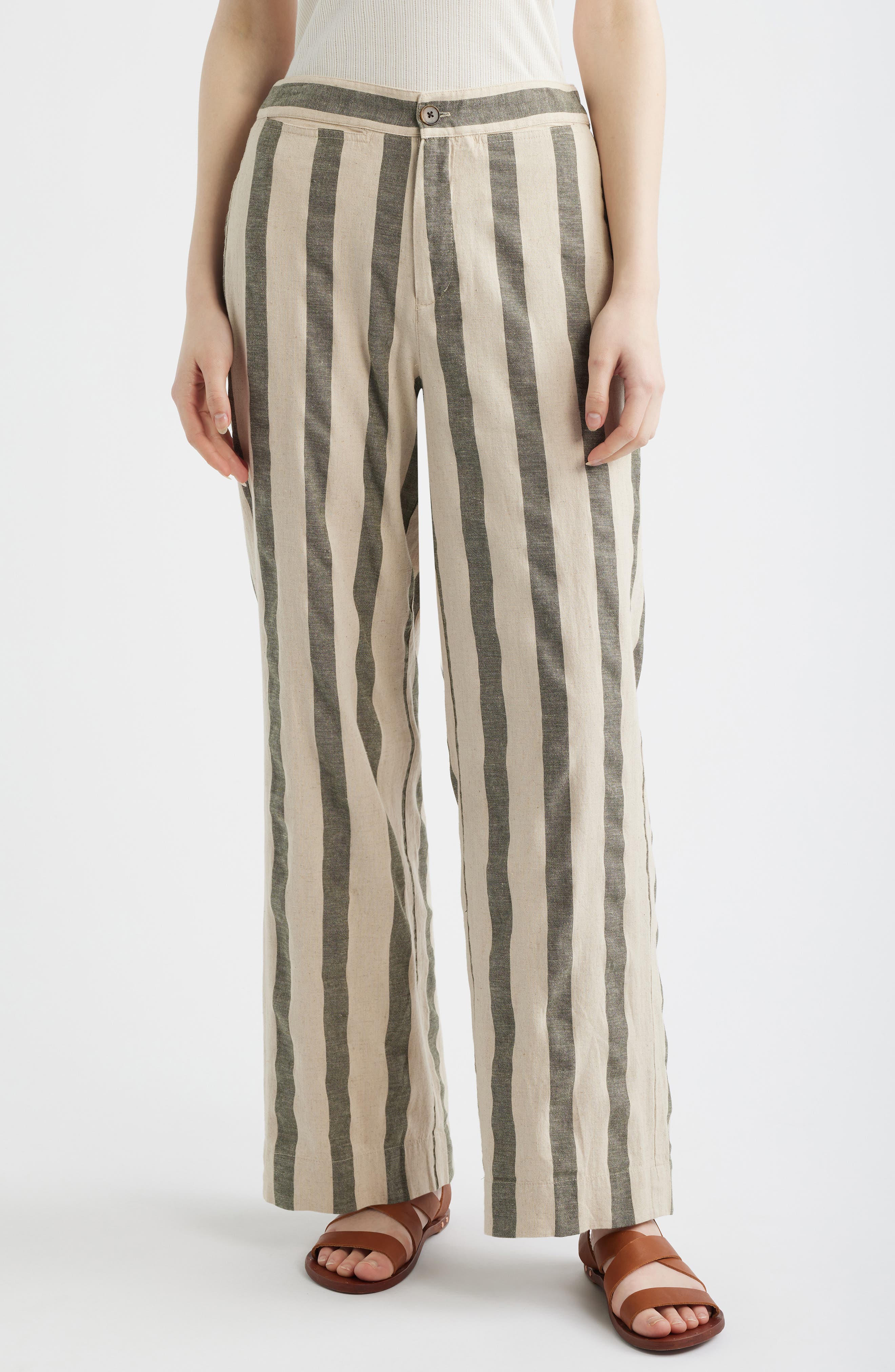 selected IVORY/ PINE BAY STRIPE