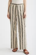 Faherty Sun Strider Stripe Wide Leg Organic Cotton & Linen Pants