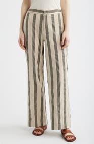 Faherty Sun Strider Stripe Wide Leg Organic Cotton & Linen Pants