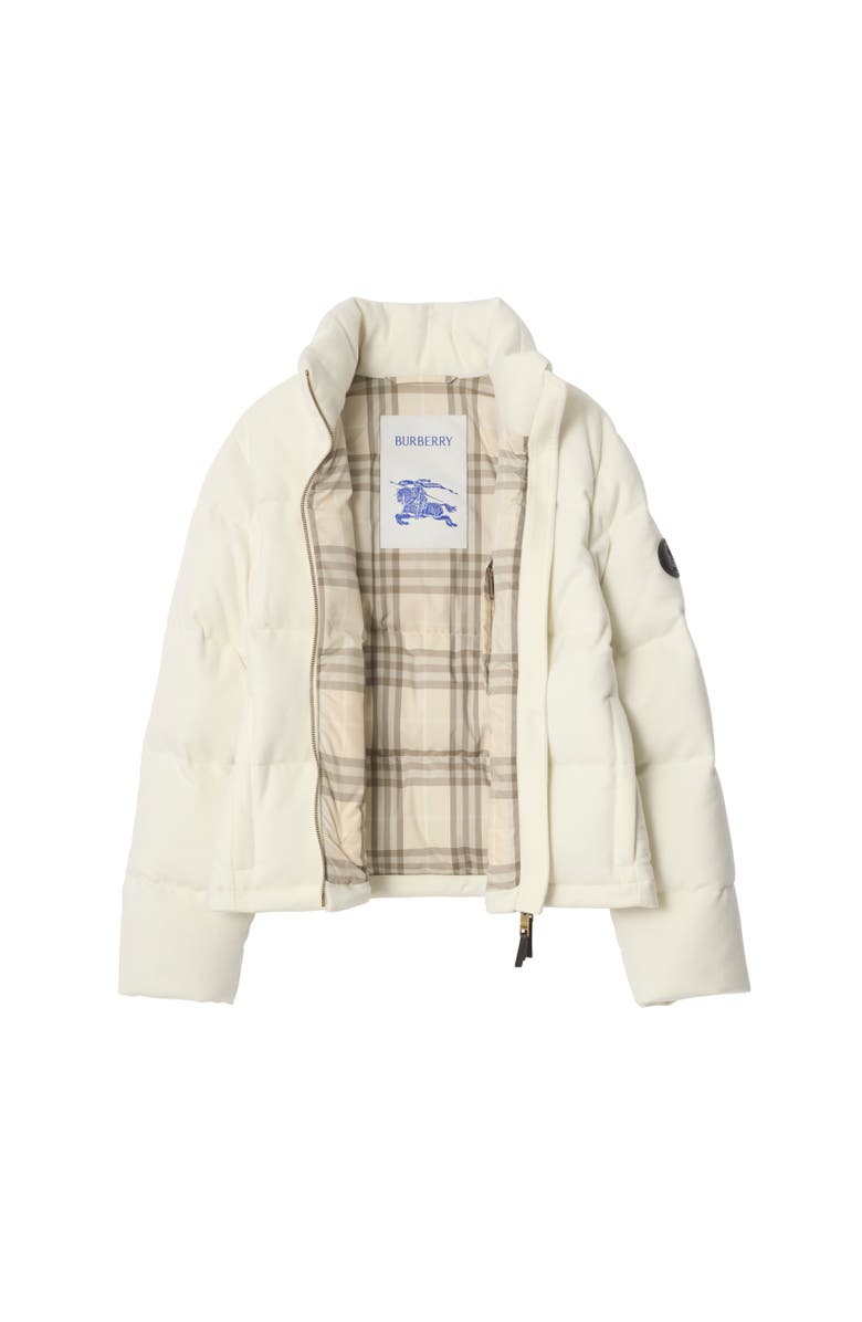 Burberry Cashmere Ambleside Puffer Jacket, Alternate, color, Ice White