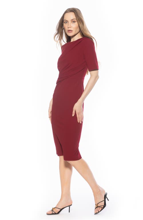 Alexia Admor Harper Short Sleeve Midi Sheath Dress In Burgundy