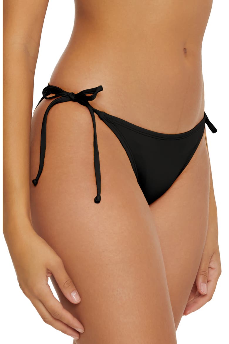 Side Tie Bikini Bottoms, Alternate, color, BLACK