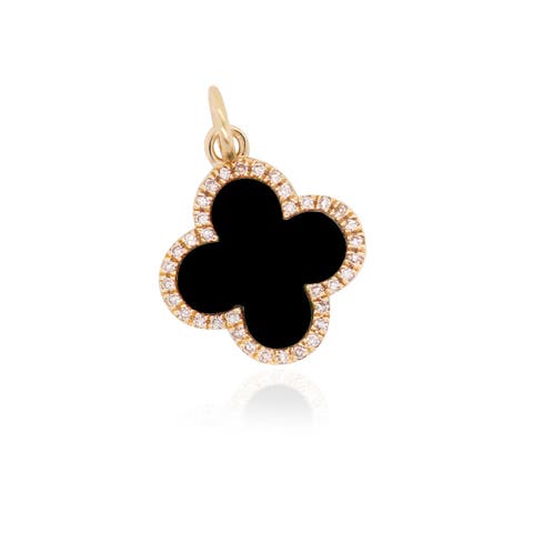 Large Onyx Diamond Clover Charm