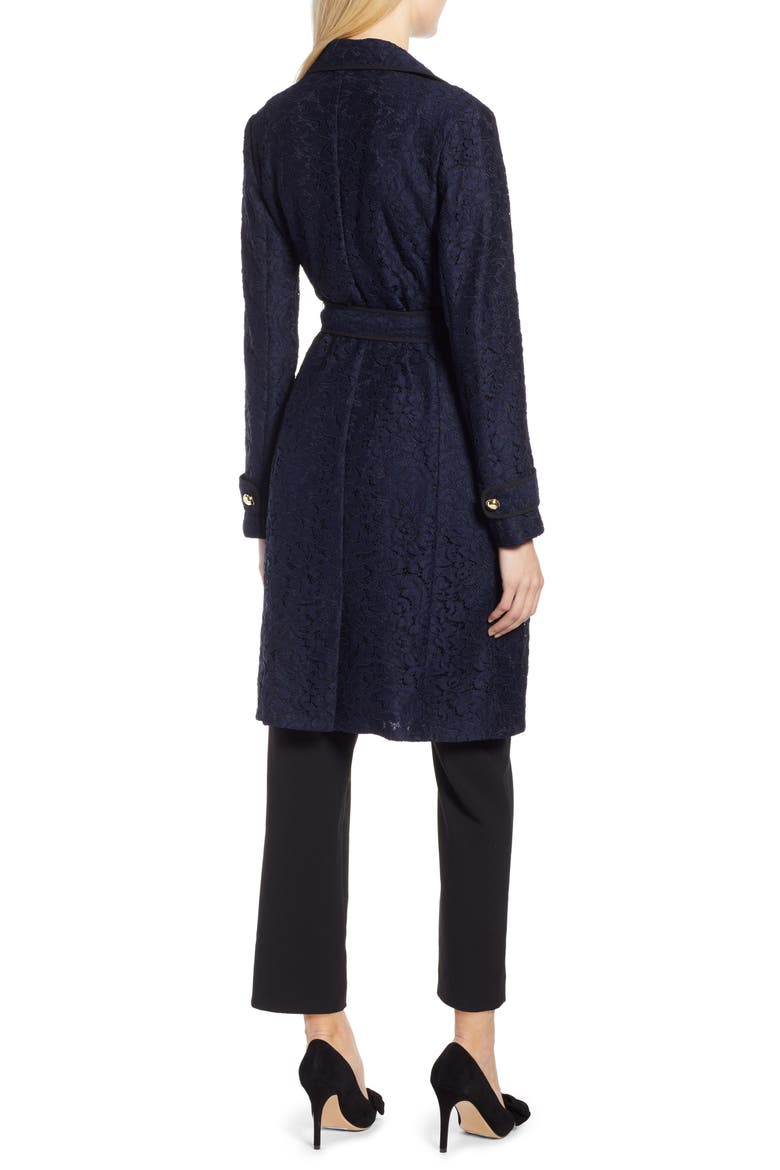 x Atlantic-Pacific Lace Trench Coat, Alternate, color, NAVY