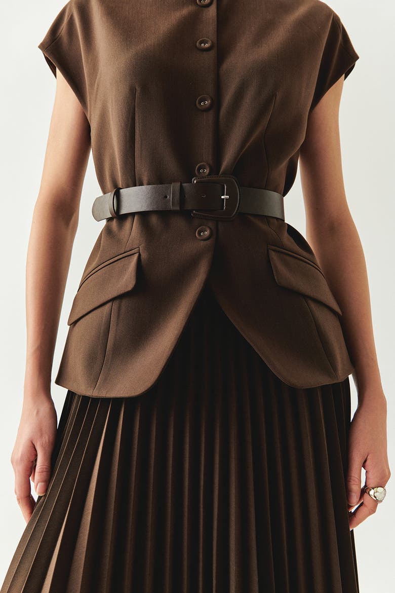 Jolie Midi Dress, Alternate, color, BROWN
