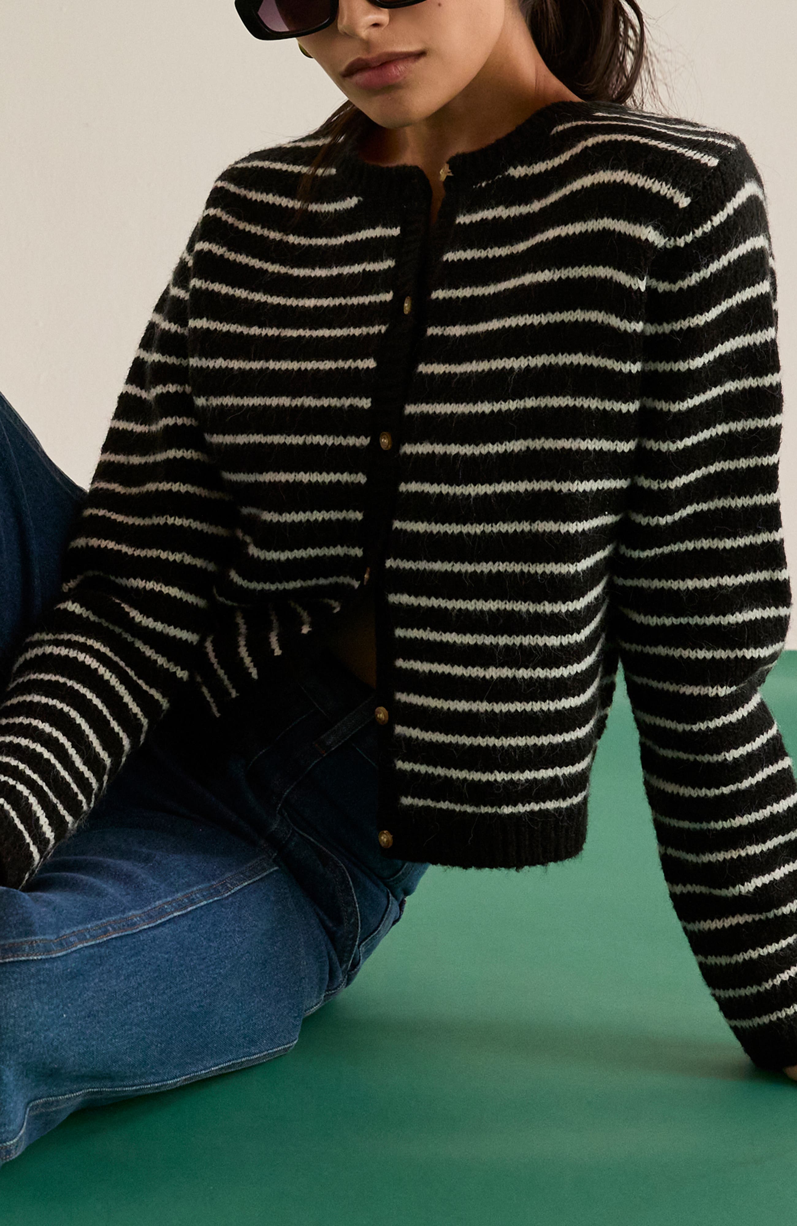Crew Neck Striped Cardigan - image 2