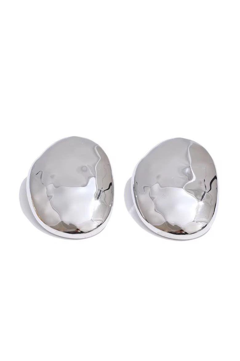 Haisley Dome Oval Earrings, Main, color, Silver