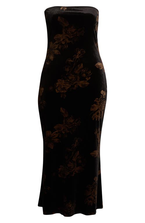 SUGARLIPS Ace Floral Dynamite Strapless Velvet Dress in Black-Multi  product